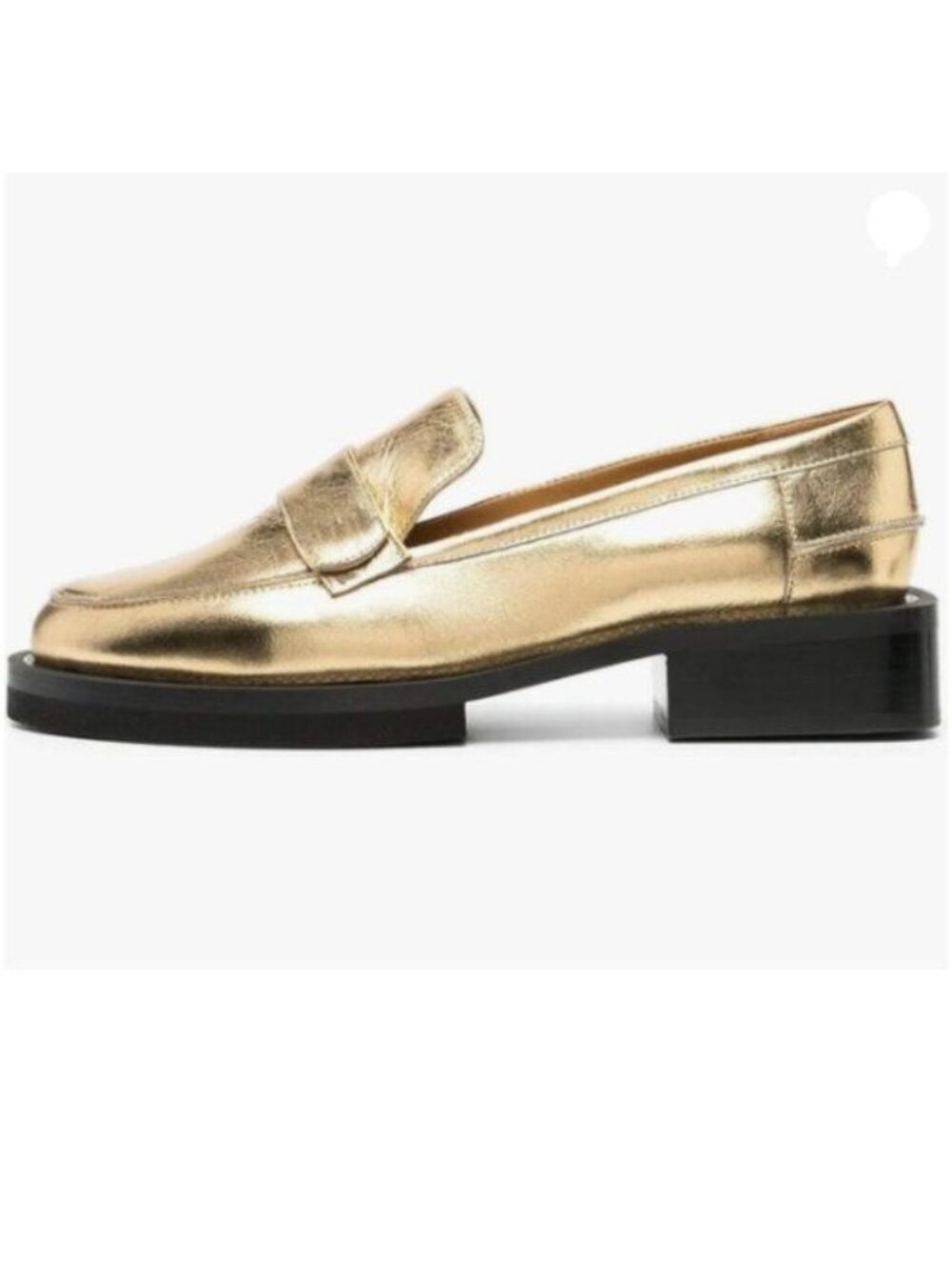 YDN Women Trendy Round Toe Loafers Classic Slip On Low Heel Pumps Gold Shoes